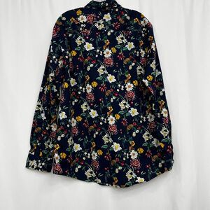 Club Room Floral Button Up Shirt Men's XL Navy Botanical Print